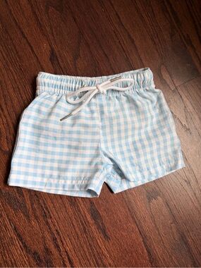 SwimZip Baby Gingham Swim Shorts - Light Blue & White